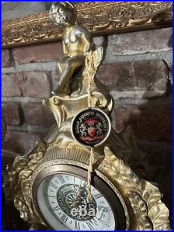 Antique Victorian Guild Ornate Bronze Mantel Clock Italy