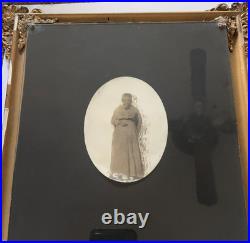 Antique Victorian Mourning Ghost Spirit Photo Framed Memorial Portrait Oddity