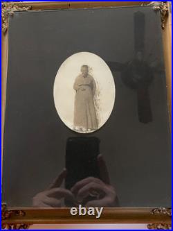 Antique Victorian Mourning Ghost Spirit Photo Framed Memorial Portrait Oddity