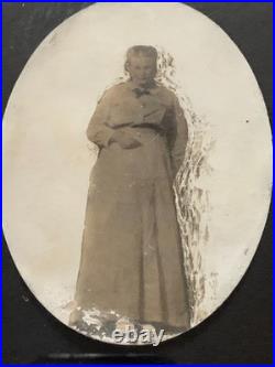 Antique Victorian Mourning Ghost Spirit Photo Framed Memorial Portrait Oddity