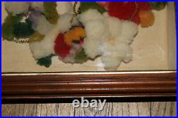 Antique Victorian Mourning Wreath wool floral in shadow box with name DAISY