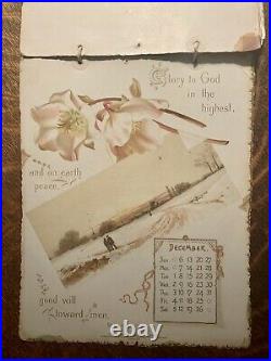 Antique Victorian Raphael Tuck 1869 Golden Words Bible Calendar Die Cut Embossed