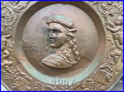 Antique Victorian Stamped Brass Repousse 25 Portrait Plaque of Raphael Sanzio