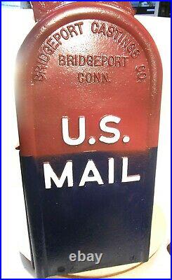 Antique Vintage 1948 Us Mail Cast Iron Mailbox Letter Box Bridgeport Castings Co