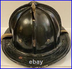 Antique / Vintage Black Leather CAIRNS New Jersey Fire Fireman Helmet Chief