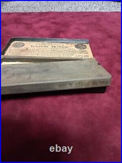 Antique Vintage Carborundum Hone Sharpening Stone With Original Box 1900's