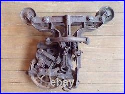 Antique Vintage Cast Iron Unloader Hay Trolley Carrier Barn Farm Pulley Rustic