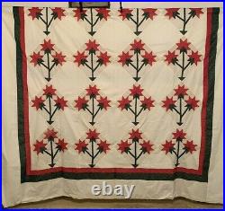 Antique Vintage Cotton Fabric Early 1900s OUTSTANDING Carolina Lily Quilt Top XL