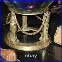 Antique Vintage Crystal Ball w Stand Scrying Gazing Ball 1920's Victorian Gypsy