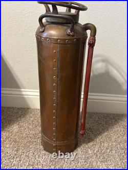 Antique Vintage Foamite Brass Copper Fire Extinguisher Elmira NY