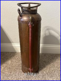 Antique Vintage Foamite Brass Copper Fire Extinguisher Elmira NY