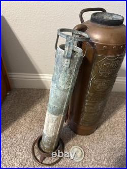 Antique Vintage Foamite Brass Copper Fire Extinguisher Elmira NY