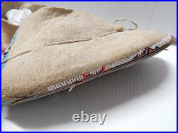 Antique Vintage Kiowa Indian Beaded Moccasins Hard Soles Brain Tanned