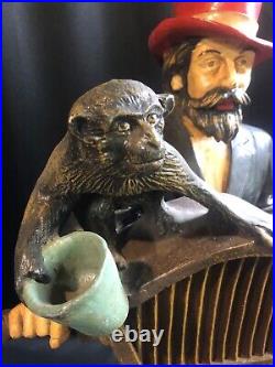 Antique/Vintage Man with Organ Grinder & Monkey Extremely Rare 25 Tall