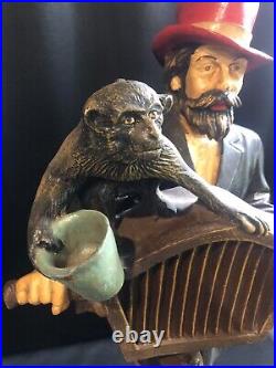 Antique/Vintage Man with Organ Grinder & Monkey Extremely Rare 25 Tall