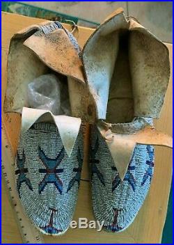 Antique/Vintage Native American Beaded Moccasins. Sioux. Lane Stitch