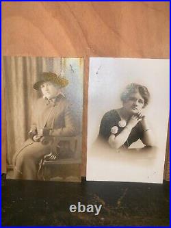 Antique Vintage RPPC Real Photo Postcard Young Woman Posing 2 Cards