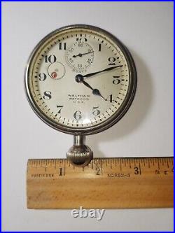 Antique Vintage Waltham Watch Co. 8 Day Car Clock Runs