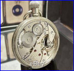 Antique Vintage Ww2 Military Rolex Black Dial Pocket Watch Serviced Matching Nos