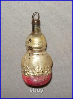 Antique Vtg 1900s Figural Girl in a Basket Christmas Blown Glass 2 5/8 Ornament