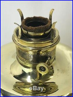 Antique Vtg Brass Kerosene Parlor Lamp Oil Hurricane Lantern Plume Atwood Sewing