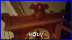 Antique-Waterbury-Oak-Calendar Clock-Model #44-Ca. 1890-To Restore-#N842