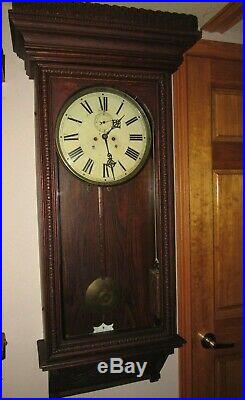 Antique Waterbury Wall Regulator Clock No. 67 Two Weights Driven Big