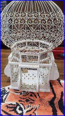 Antique White And Gold Color Wood And Metal Bird Cage handmade in Egypt