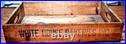 Antique White House Bakeries Inc Wood Bread Crate Advertising Box Dovetail 21.5