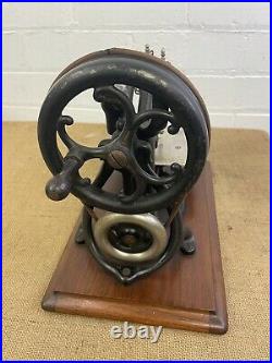 Antique Willcox and Gibbs Hand Cranked American Sewing Machine on Wooden Base