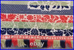 Antique William Ney Myerstown PA Jacquard Coverlet c1850 Large Red Blue Green