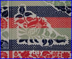 Antique William Ney Myerstown PA Jacquard Coverlet c1850 Large Red Blue Green