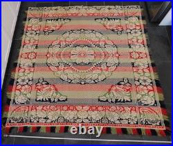 Antique William Ney Myerstown PA Jacquard Coverlet c1850 Large Red Blue Green