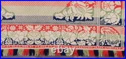 Antique William Ney Myerstown PA Jacquard Coverlet c1850 Large Red Blue Green