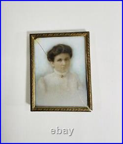 Antique Womans Picture On Milk Glass Opalotype Opaltype