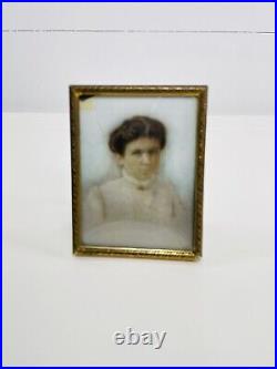 Antique Womans Picture On Milk Glass Opalotype Opaltype