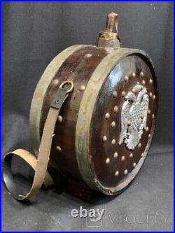Antique Wood Flask Barrel Double headed Eagle Habsburgs Decoration Rare Old 20th