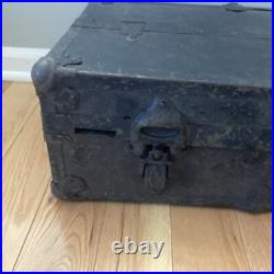 Antique Wood Storage Chest Carpenter's Tool Box Primitive Trunk With Tools