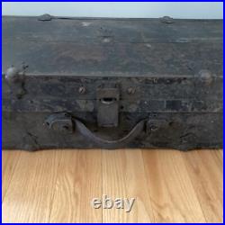 Antique Wood Storage Chest Carpenter's Tool Box Primitive Trunk With Tools