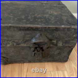 Antique Wood Storage Chest Carpenter's Tool Box Primitive Trunk With Tools