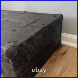 Antique Wood Storage Chest Carpenter's Tool Box Primitive Trunk With Tools