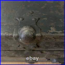 Antique Wood Storage Chest Carpenter's Tool Box Primitive Trunk With Tools