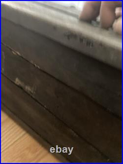 Antique Wood Storage Chest Carpenter's Tool Box Primitive Trunk With Tools