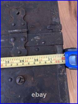 Antique Wood Storage Chest Carpenter's Tool Box Primitive Trunk With Tools