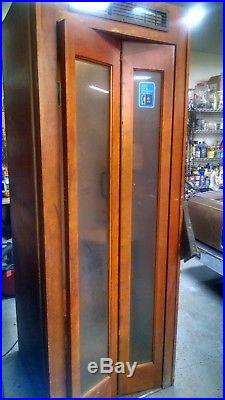 Antique Wooden Telephone Booth With Vintage Coin Operated Phone