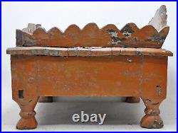 Antique Wooden Worship Temple Pedestal Stand Original Old Hand Carved Polychrome