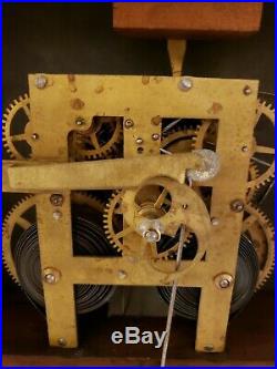 Antique Working 1875 ITHACA Double Dial Walnut Calendar Mantel Clock E. N. Welch