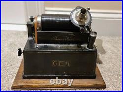 Antique Working 1898 EDISON GEM Wind-Up Early Key Wind Cylinder Phonograph