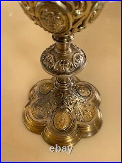 Antique XIX Century Catholic Church Chalice Vermeil Sterling Silver