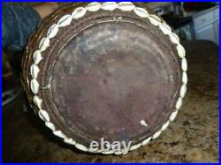 Antique Yoruba African Tribal Basket Cowrie Shell Leather Antique Coins Nigeria